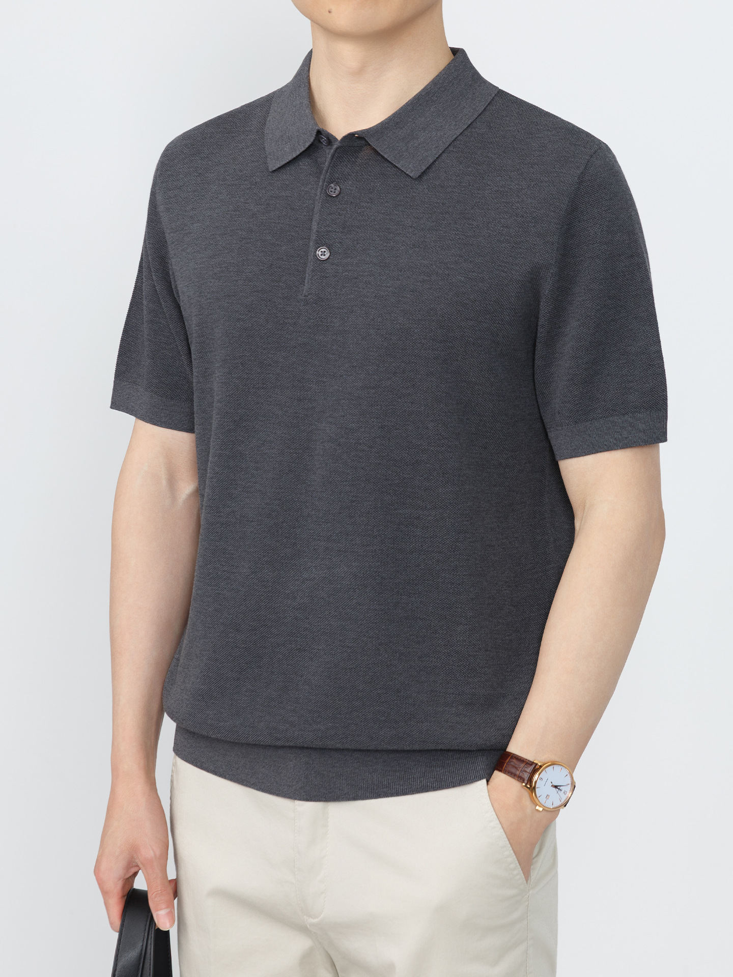 Men's Collared Knit Business-Casual Polo Shirt